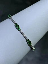 7 Ct Round Cut Simulated Emerald Stunning Tennis Bracelet 14K White Gold Plated