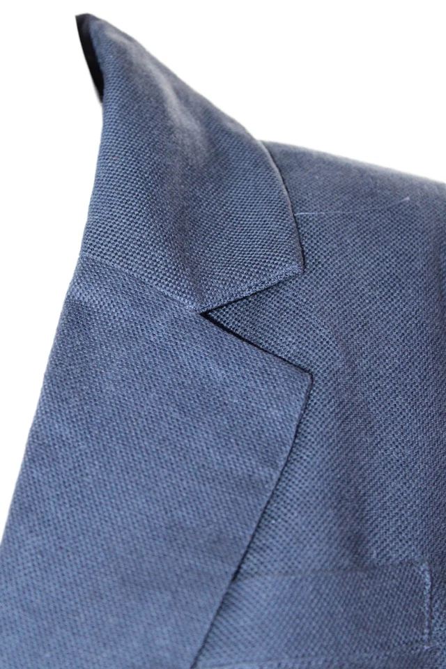 MK Metric Knits Womens Linen Blend Button Down Blazer Jacket Blue Size Large - Image 2 of 4