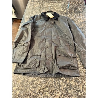Barbour Ashby Waxed Cotton Jacket Navy Blue Mens Sz S coat. NWT