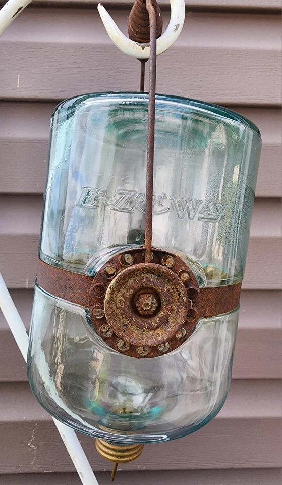 VINTAGE E-Z est Way Glass Kerosene Fuel Bottle Jar With Handle and Plunger - Image 2 of 4