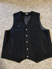 Wyoming Traders Vest Mens XL Buckaroo Wool Black Lined Button Up Western Cowboy