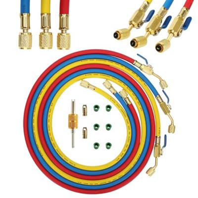 Yellow Jacket 29986 Plus II 1/4'' Hose with Compact Ball Valve 72'' (Pack of 3) US