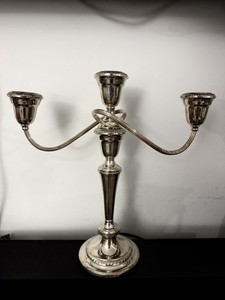 Vintage Gorham Colonial Spiraled Silver Plated 3 Arm Candlelabra; YC3020