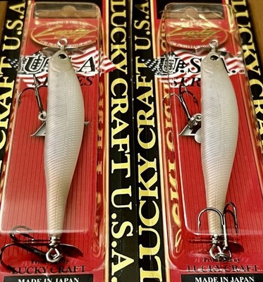 2 Lucky Craft Screw Pointer 90 Minnow Jerkbait Fish Lures NC SHELL WHITE - NEW
