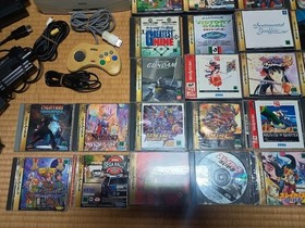 SEGA Saturn White Console HST-0014 Set w Controller + 12 Games Tested Japan