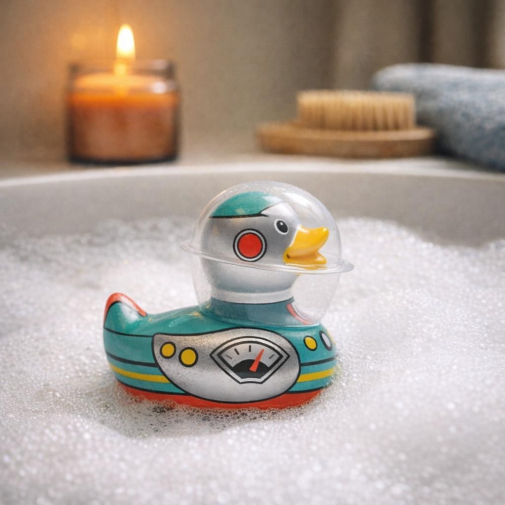 Bud Duck Mini Deluxe Robot Bath Toy 7cm Collectable Novelty Collectors Fun Gift