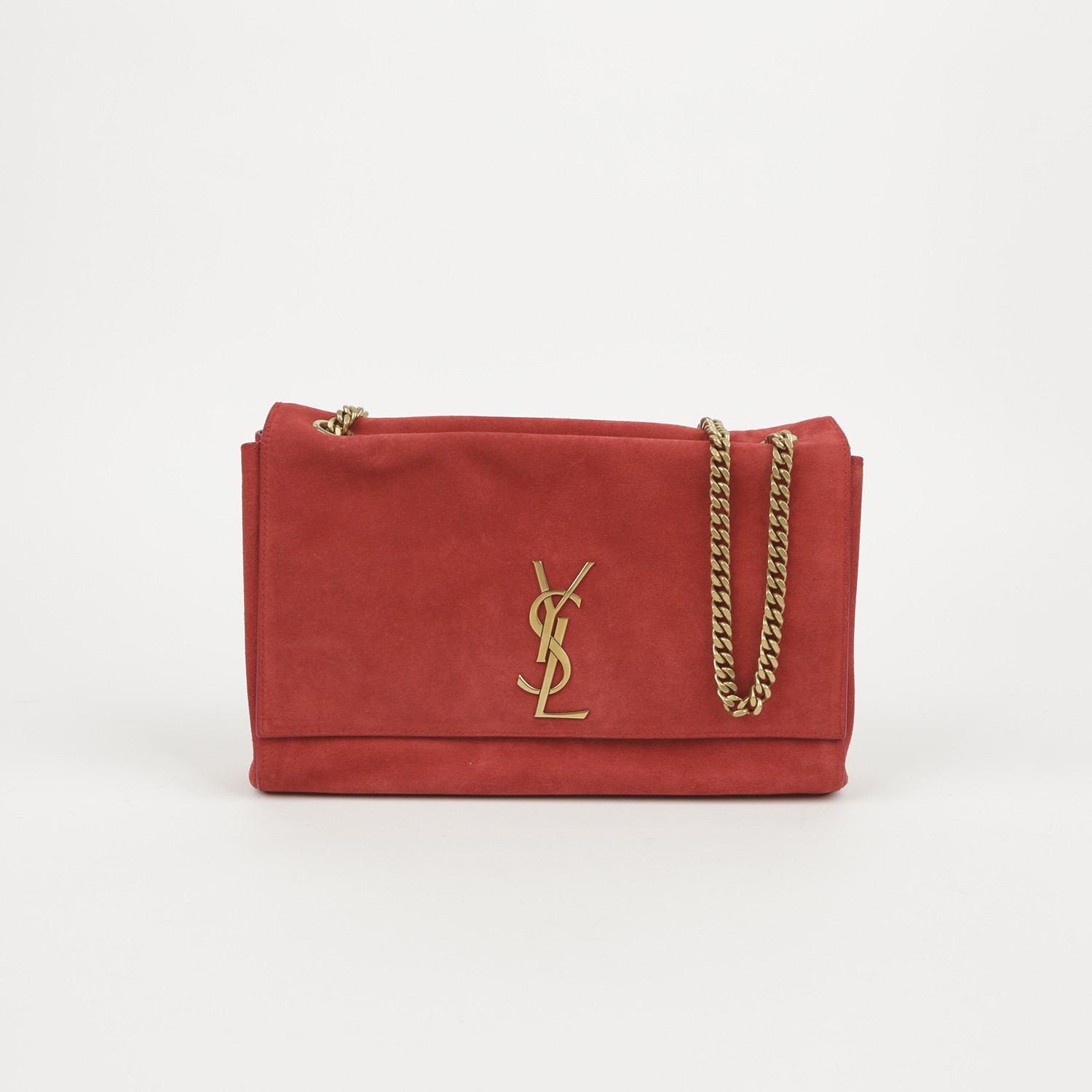 Borsa a tracolla e tracolla Saint Laurent media rossa in pelle scamosciata reversibile