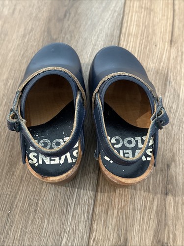 Sven Swedish Clogs Sling Strap Navy Blue Leather Child Kids Girls Kids Size?? - Picture 9 of 16