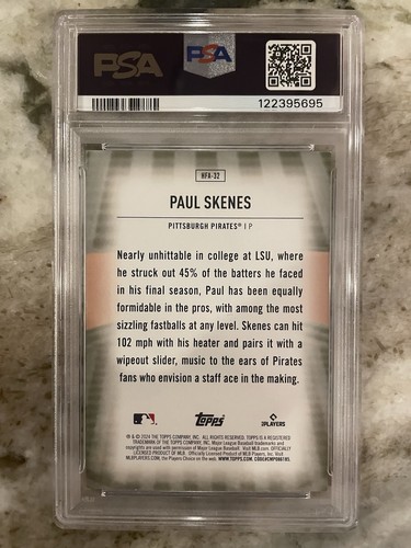 2024 Topps Home Field Advantage HFA32 Paul Skenes RC SP PSA 9 Pittsburgh Pirates - Picture 2 of 2