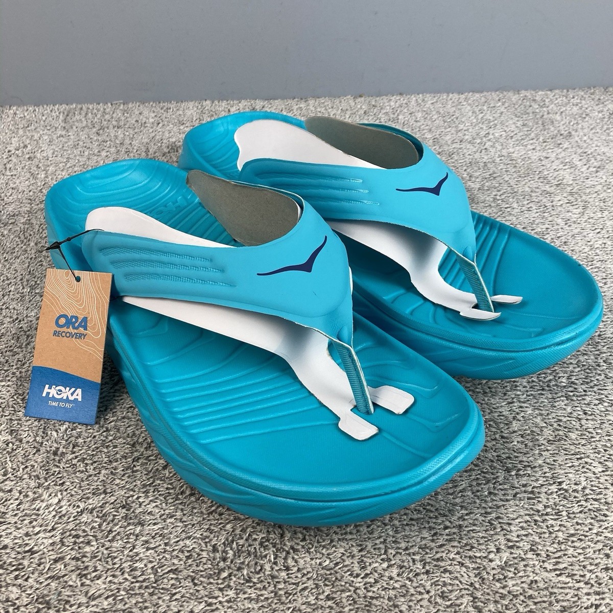 ドラヒロオリパ Hoka One One Ora Recovery Flip Flop Thong Sandal Scuba Blue Men Sz
