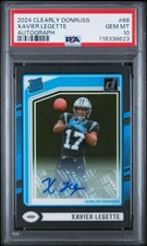 Graded 2024 Clearly Donruss Xavier Legette #66 Auto RC Football Card PSA 10