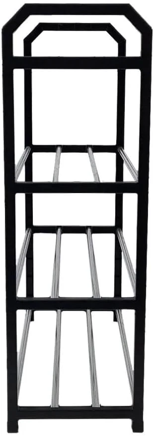 4-Tier Standing Shoe Rack PARACASA Stackable Free Plastic Shoes Organizer Black - Image 3 of 4