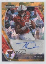 2021 Panini Prizm Draft Picks Orange Ice TJ Vasher #DPA-TJV Auto 0g27