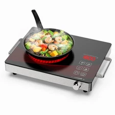 Portable Electric Stove 1800W, 110V Ceramic Hot Plate, Single Burner Cooktop ...