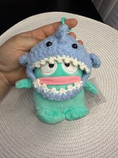 Sanrio Hangyodon Plush Keychain Removable Crochet Shark Hood Mascot Pendant NWT