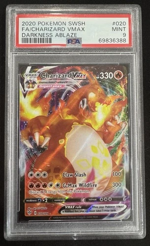 PSA 9 Charizard VMAX 020/189 Ultra Rare Holo Swsh03 Darkness Ablaze Pokémon TCG