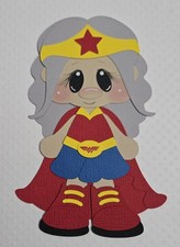Wonder Woman Kid Gray Hair. Scrapbook, Card making Paper Piecing