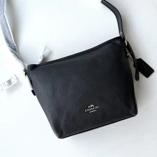 NWT Coach Mini Dufflette In Pebbled Leather + Dust bag Black 36536 Purse