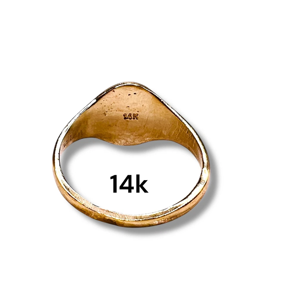 Initial Letter C Signet 14k Yellow Gold Oval Baby Pinky Ring SZ 3 - Image 4 of 4