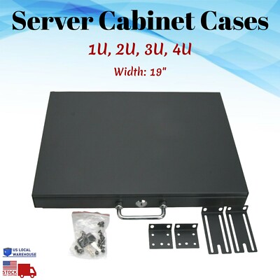 Server Cabinet Case 19'' 1U 2U 3U 4U Drawer Rack Mount Deep with Key Lockable Lot