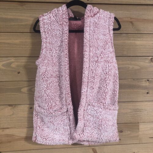 Derek Heart womens sherpa vest open front pockets size MEDIUM