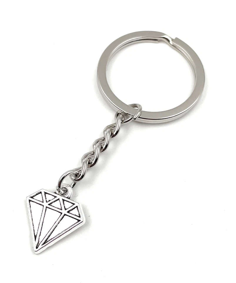 Portachiavi Diamante Pietra Cristallo Argento Metallo Ciondolo Fascino - Immagine 2 di 4