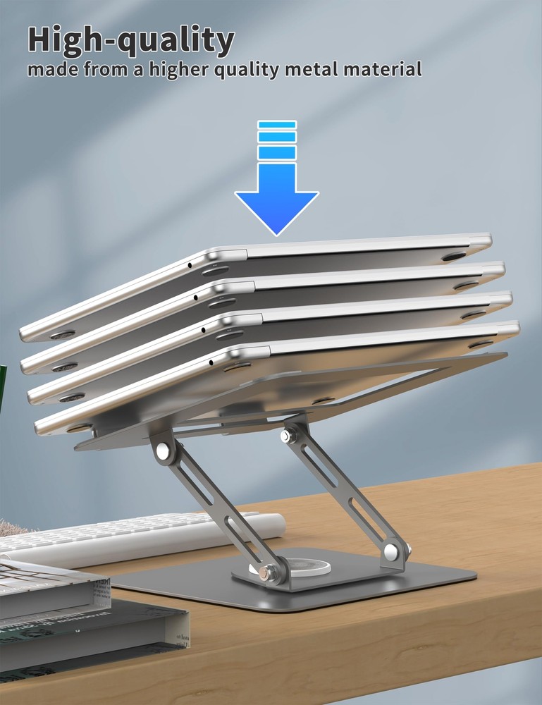 360° Rotating Adjustable Laptop Stand for Desk - Multi-Angle Ergonomic Base  