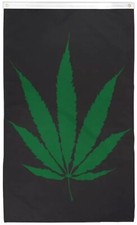 Plain Marijuana Leaf Flag 3x5ft Poly 100D