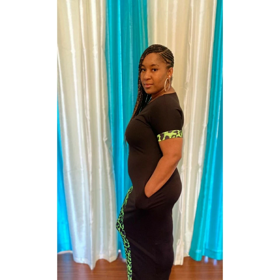 Vestido Cheetah Mujer Verde mitad y mitad