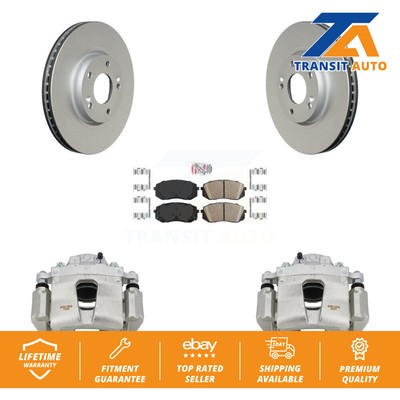 Front Disc Brake Caliper Coated Rotors And Ceramic Pads Kit For Hyundai Sonata