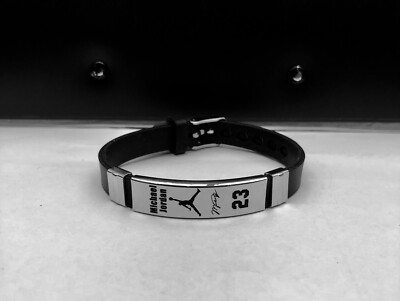 MICHAEL JORDAN Wristband Stainless Steel Silicone Bracelet #23 Logo \u0026 Signature | eBay Australia