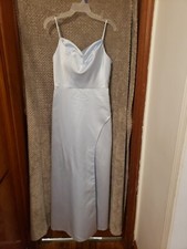 JJ's House NWT Light Blue A-line Cowl Floor-Length Satin Bridesmaid Dress 255867