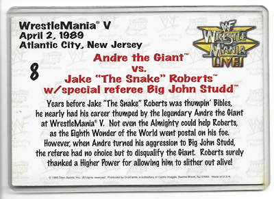AD CARD,ANDRE THE GIANT,JAKE THE SNAKE,WRESTLEMANIA V,ATLANTIC