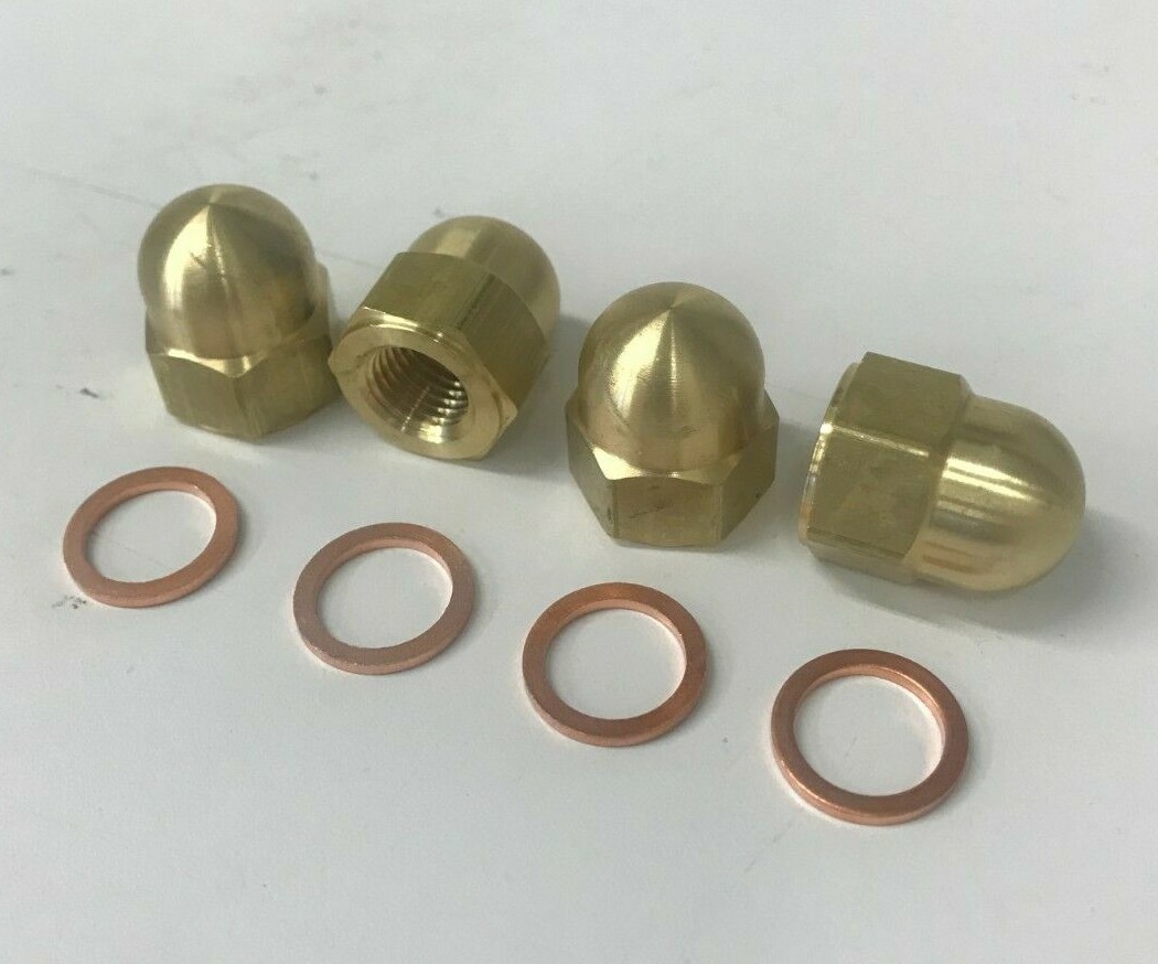 4 high crown brass acorn HARLEY SHOVELHEAD ROCKER SHAFT END NUTS