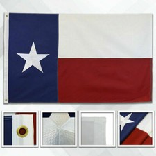 8 x 12, 15 x 25, 20 x 30 Ft Texas State Flag Embroidered Star 2-ply Material