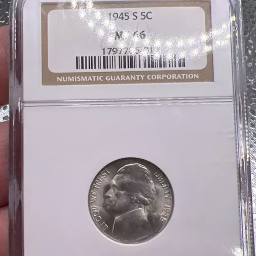 1945 S 5¢ Jefferson Nickel ~ NGC: MS 66