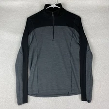 SmartWool Shirt Mens Size Small Grey Black Merino Sport 250 1/4 Zip Baselayer