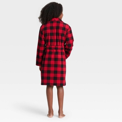Wondershop Kids Holiday Fleece Matching Family Pajama Robe 8 Buffalo Check #4471 - Picture 2 of 8