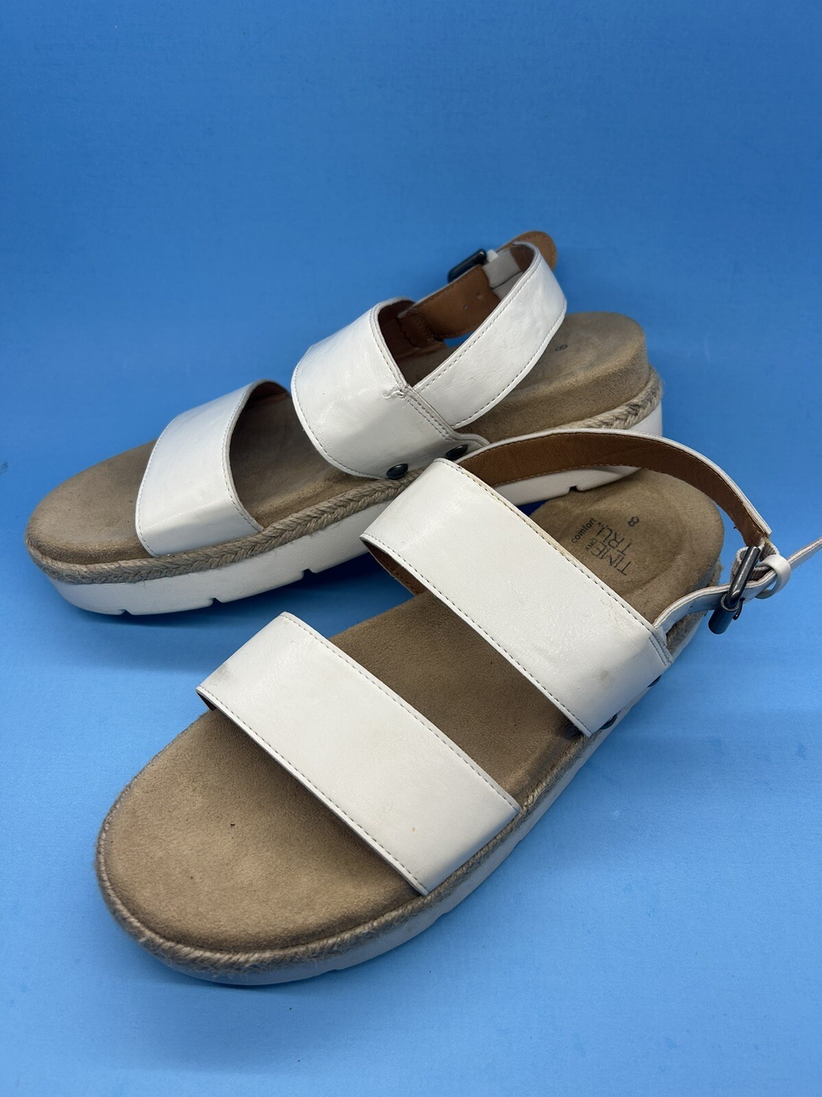 APL Time and Tru sandalo donna tg 8 bianco fibbia regolabile flatform cinturino alla caviglia