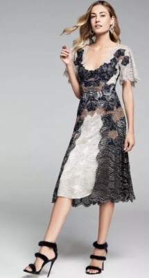 $1195 Runway Jonathan Simkhai Dimensional Lurex Colorblocked Lace Midi  Dress 2 | eBay