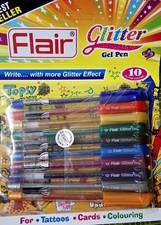 NEW FLAIR XTRA SPARKLE GLITTER GEL 10 COLOR PEN SET WITH FREE WORLDWIDE SHIPPING