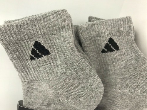 Men's Adidas Socks, Gray Quarter Crew Socks, 6 Pair, $36 MSRP🎾🎒