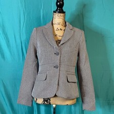 New York  Company Womens Blazer Black White 4 Striped Single Breasted Notch