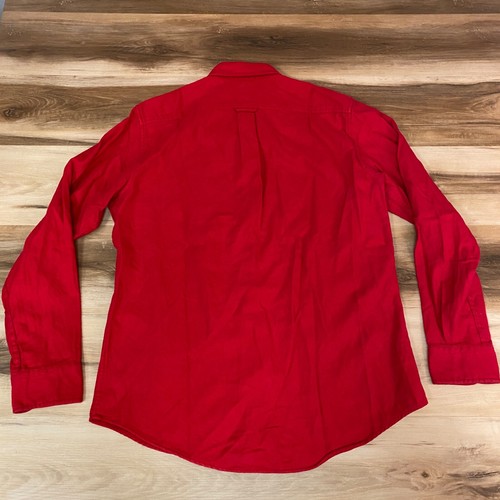 Lands End Flannel Shirt Mens Medium Red Chamois Button Down Long Sleeve Cotton - Picture 9 of 9