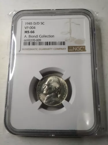 1945-D/D JEFFERSON SILVER NICKEL RPM REPUNCHED MINT MARK VP-004 NGC GRADED MS 66