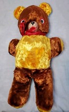 Vintage 1960s Teddy Bear Rubber Nose Snout Plush Stuffed Animal Toy 24"