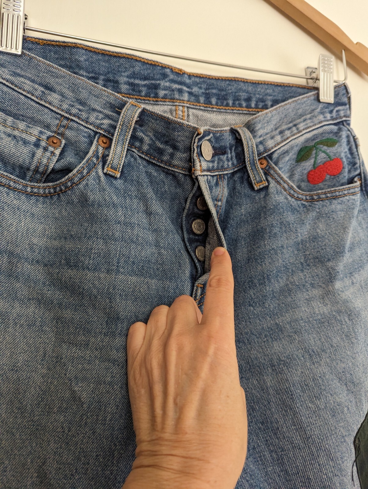 Levi 501 CT customized patchwork button fly jeans… - image 3