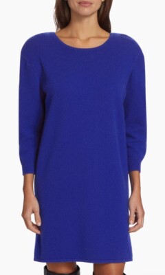 $648 FRAME Strong Shoulder CASHMERE Blend Blue Sweater Mini Dress Knit  Women S | eBay