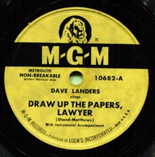 DAVE LANDERS (Draw Up The Papers Lawyer / How) CLASSIC COUNTRY 78 RPM RECORD