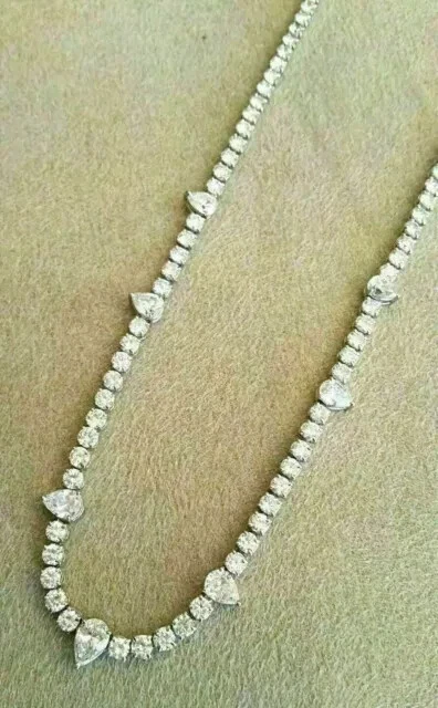 Collar Gargantilla Tenis 10CT Corte Redondo Diamante Creado en Laboratorio Chapado en Oro 14k Wh 18" Foto 3 de 4